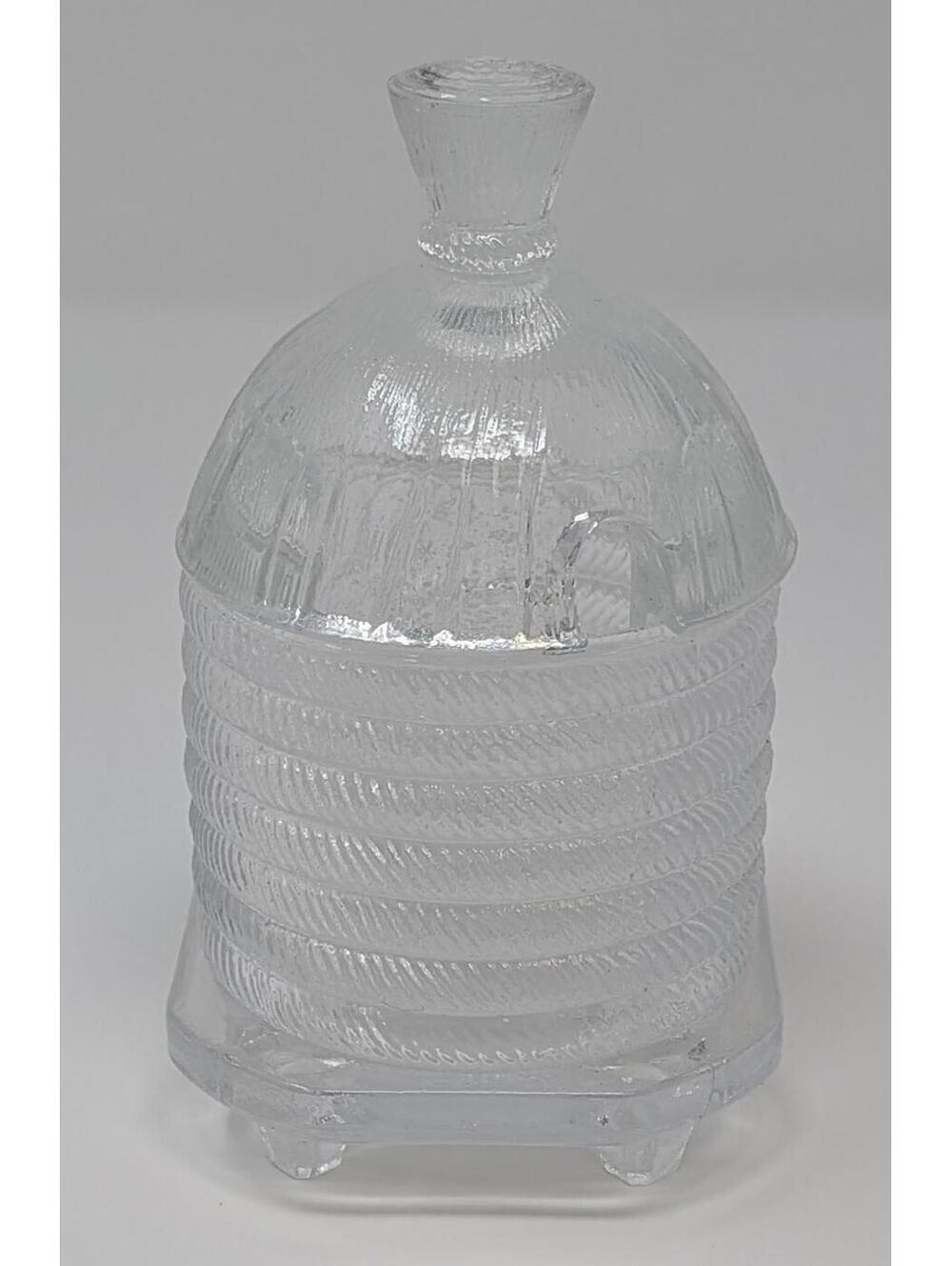 Vintage L.E. Smith Clear Pressed Glass Honey Jar/Cannister Bee Hive